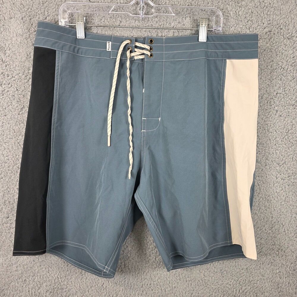 Birdwell Beach Britches Board Shorts Men's 35 Gray Colorblock Stretch 8" Inseam